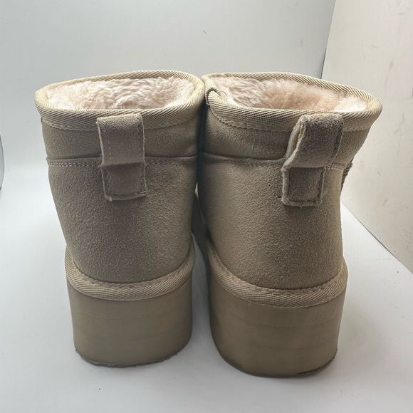 CUSHIONAIRE Women's Genuine Suede pull platform boot +Memory Foam 8 WIDE SAND - Picture 4 of 7